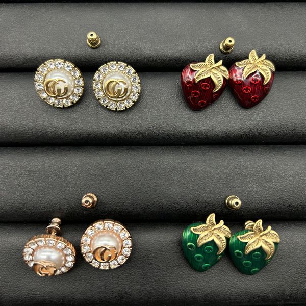 

various vintage stud earrings luxury 925 silver designer earring letters jewelry women 18k plated diamond valentine wedding gifts, Golden;silver