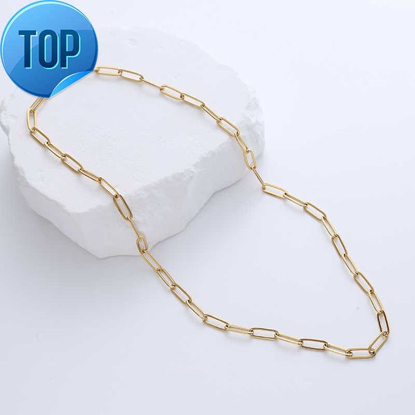 

non tarnish stainless steel 18k gold plated paperclip paper clip link chain necklaces, Silver