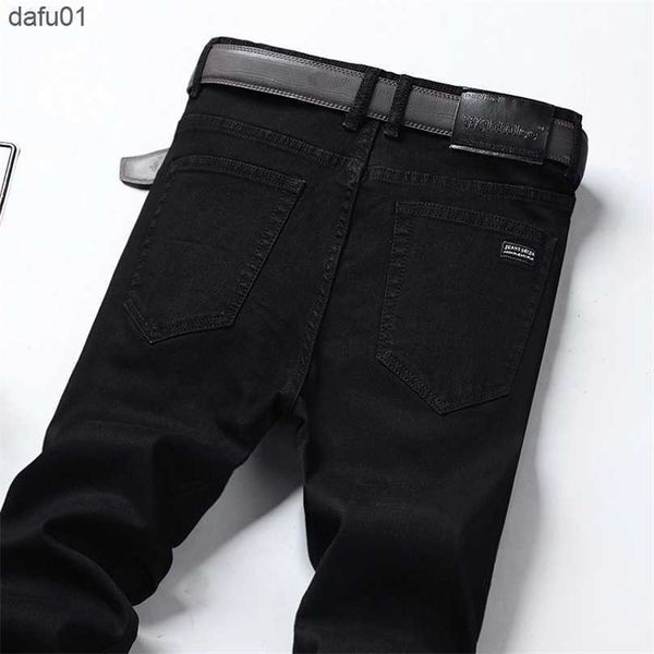 

men's jeans black branded mens stretch jeans spring summer business casual loose straight denim trousers male autumn slim pants 220711, Blue