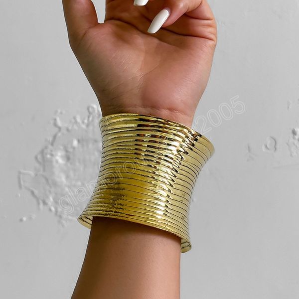 

retro carved cuff wide wrap bangles for women men africa fashion vintage gold silver color geometric bracelet jewelry, Black