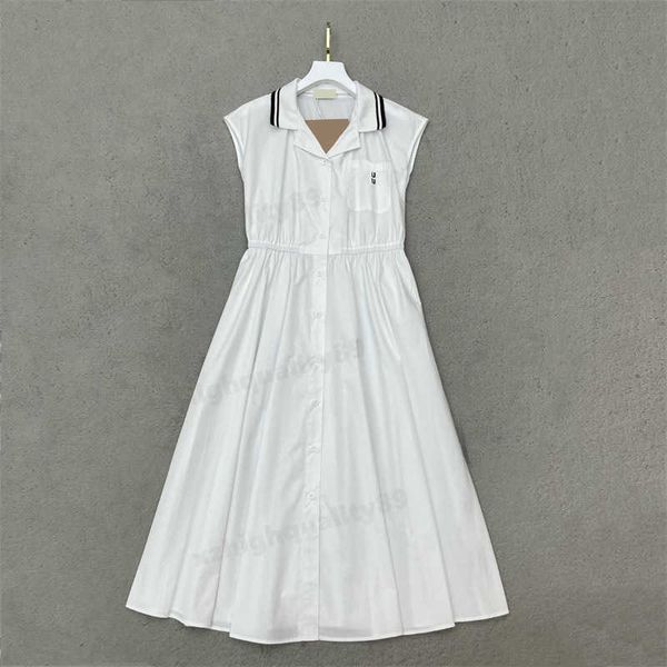 

womens dresses 23ss summer new lapel sleeveless dresses with webbing design letter embroidery decoration fine workmanship dress for woman, Black;gray