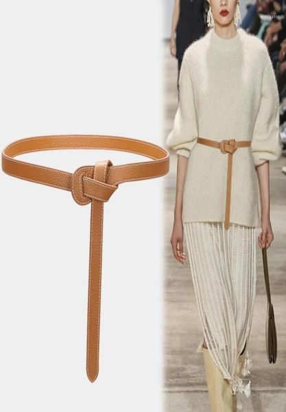 

belts grain genuine leather corset women knot buckle punk waist strap allmatch dress waistband5548831, Black;brown