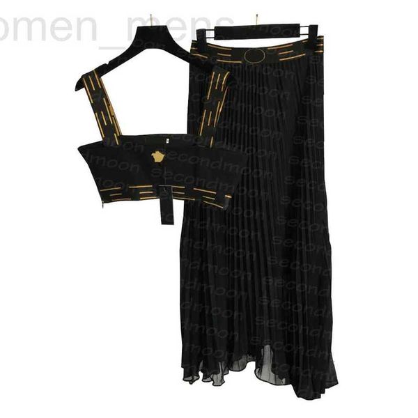 

two piece dress designer women piedress crop party fashion dresses sets designer waist skirt casual pleated skirts 6zkq, White