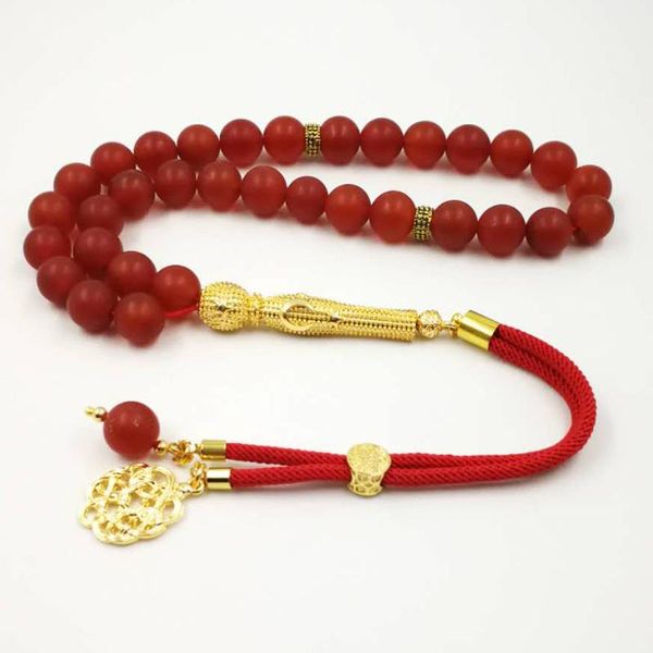 

bangle natural frosted red agates tasbih everything is new muslim misbaha man's bracelet natural stone 33 66 99prayer beads rosary, Black