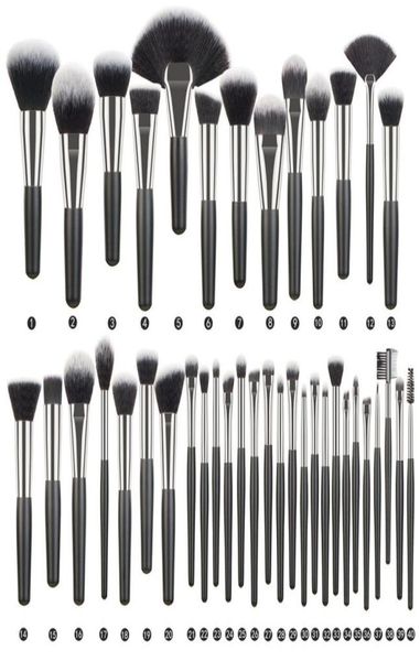 

5 40pcs luxury black professional makeup brush set big powder brushes foundation natural blending pinceaux de maquillage 2207225486570