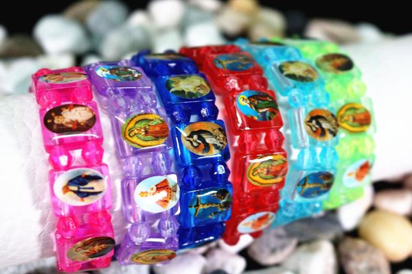 

bangle 48 pieces religious jesus children wearing plastic multicolored bracelets. gift for kids jewelry bracelet orb, Black