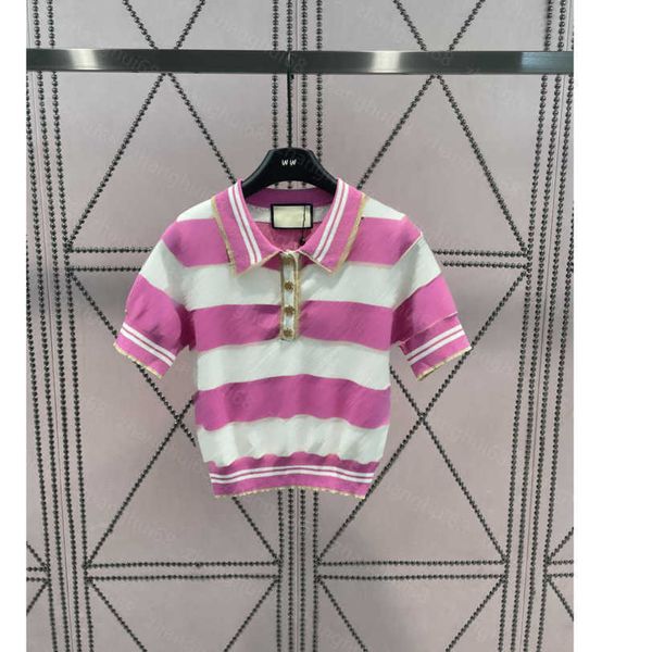 

23ss womens knits womens designer clothing new matching color striped lapel polo knitted short sleeve womens clothes a1, White