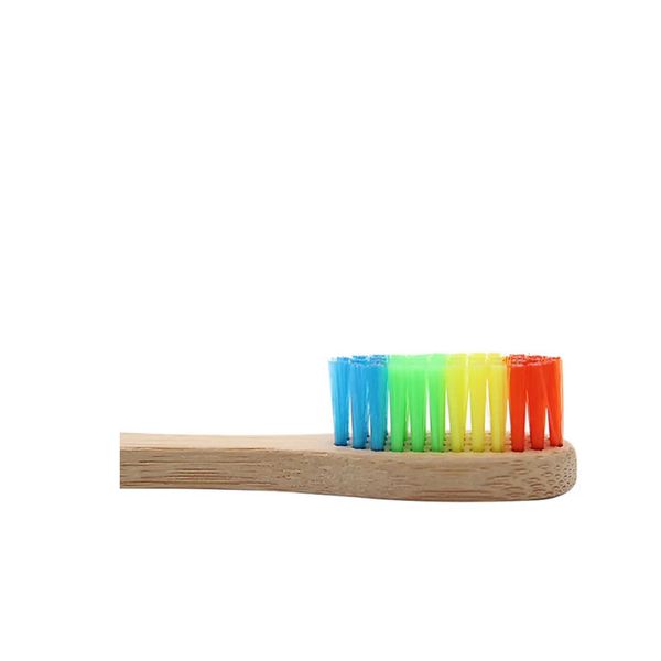 

colorful head bamboo toothbrush wholesale environment wooden rainbow bamboo toothbrush oral care soft bristle