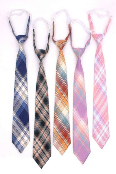 

skinny ties for men women casual plaid necktie suits boys girls ties slim men necktie gravatas simple lazy person student tie y2205575117, Blue;purple