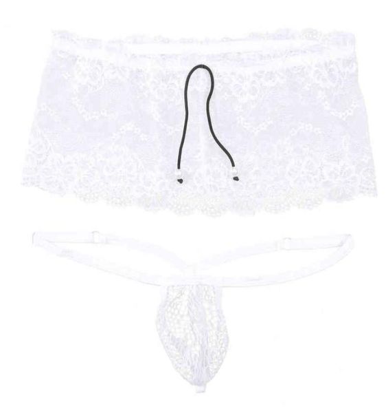 

men low waist elastic waistband sissy underwear skirts seethrough floral lace mini skirt with hollow out bulge pouch gstring l223816867, Red;black