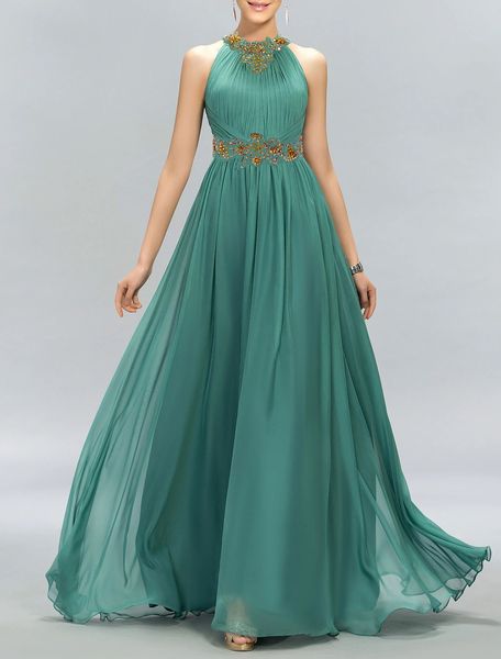 

elegant jade formal evening dress 2023 halter gold beads sleeveless floor length chiffon prom party gowns robe de soiree vestidos de feast, Black;red
