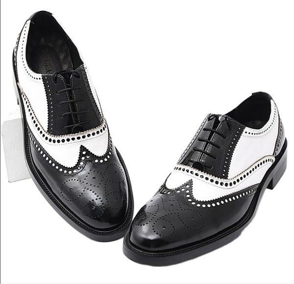 

white black brogue shoes handmade fashion formal business shoes mens oxfords big size 38-45
