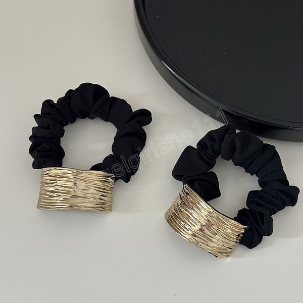 

korean woman golden metal wire-drawing semiarc elastics hair band girls scrunchies hair ties ponytail holder hair accessories, Slivery;white