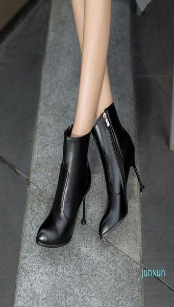 

wholeboots autumn and winter fashion ankle comfortable pointed toe high heel 8cm shoes for women1177203, Black
