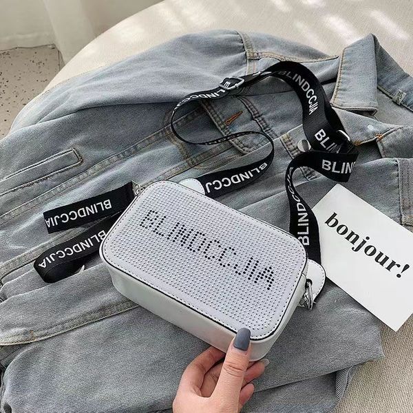 

net celebrity bright shining niche bag 2023 new fashion wide strap camera bag diamond-studded single shoulder crossbody bag factory direct s