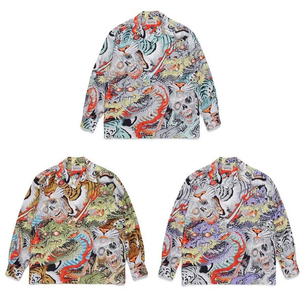

hawaiian long sleeve shirt men women casual shirts, White;black