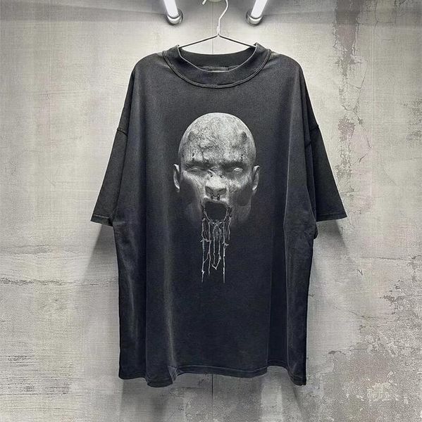 

washed vintage t shirt 1 quality loose t-shirts men's plus tees, Black;brown