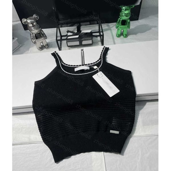 

23ss womens designer clothing womens knits color matching crewneck hollowed out simple knitted suspender womens clothes a1, White