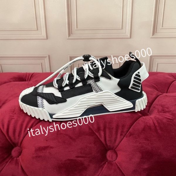 

new r calfskin casual shoes men women vintage sneaker reflective sneaker platform trainers sneakers lace-up, Black