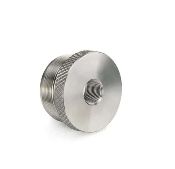 

1/2x28 end cap titanium gr5 replacement threaded end cap for 1.375x24 modular solvent trap metric screw 1-3/8x24