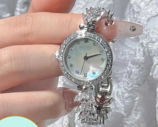 

luxury women's watches mermaid watch shining rhinestone exquisite fritillaria small group temperament ins watch fashion waterproof quar, Slivery;black