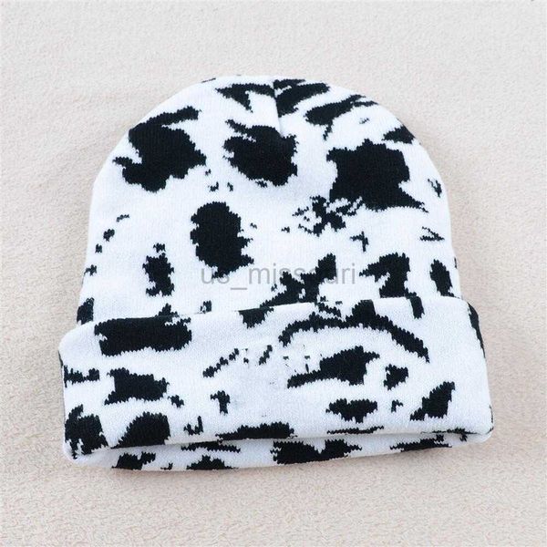 

beanie/skull caps winter hats knitted milk cow print jacquard woolen hats thicken warm skullies beanies casual bonnet hat knitted beanies j2, Blue;gray