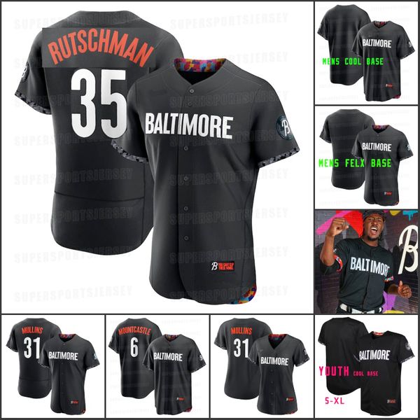 

2023 city connect orioles baseball jersey 6 ryan mountcastle 35 adley rutschman 11 cedric mullins 26 adam frazier austin hays anthony santan, Blue;black