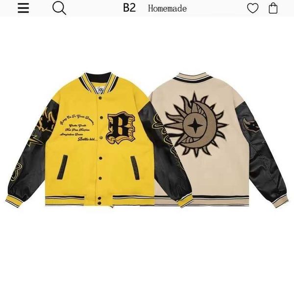 

new arrivals mens designer coat american flame element letter yellow baseball jacket for men and women china-chic street lovers jackets spri, Black;brown