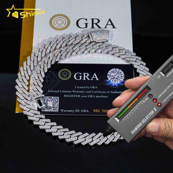 

iced out vvs moissanite 12mm miami gold cuban chain necklace 925 sterling silver diamond moissanite cuban link chain