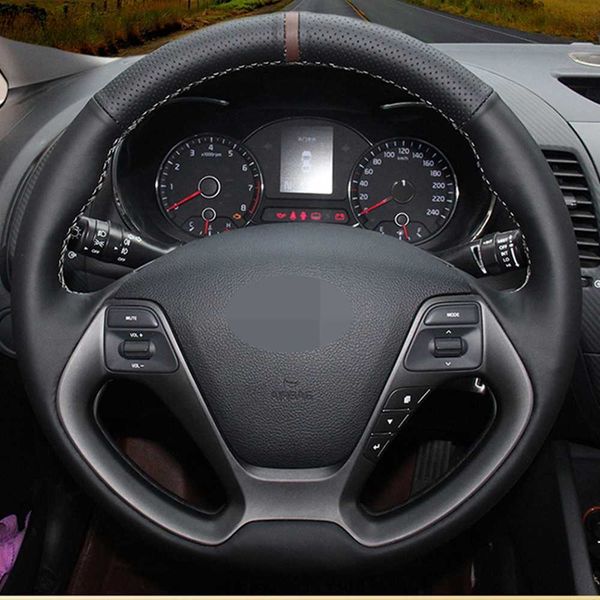 

black artificial leather car steering wheel cover for kia k3 2013 k2 rio 2015 2016 ceed cee'd 2012-2017 forte koup forte5 g230524 g2305