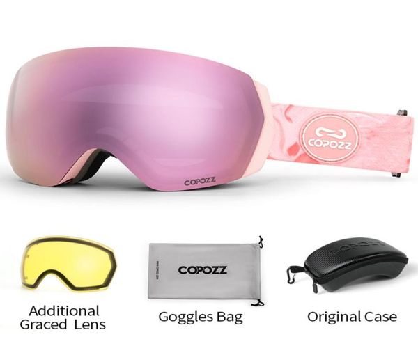 

ski goggles copozz men women uv400 antifog eyewear snow glasses snowboard goggle with night yellow lens and case set 2211071121162
