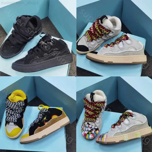 

classic curb sneakers designer casual shoes multicolor nappa calfskin rubber platform luxury men women sneaker leather mesh woven 35-46, Black