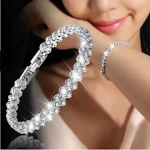 

roman bracelet women's zircon crystal new bracelet ring set with diamond fashion jewelry full of diamond, Golden;silver