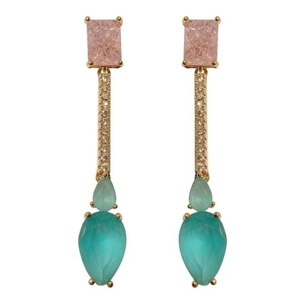 

fashion light blue cz simple long drop earring for women 2205243274578, Silver