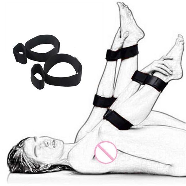 

games slave bondage nylon handcuff toys for woman couples fetish cuffs thigh restraint set open legs products 60% factory outlet sale