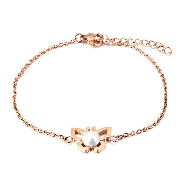

bangle fashion women chain bracelets stainless steel butterfly bracelets, Black