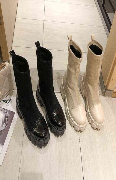 

boots black sock women 2022 new punk gothic shoes ankle platform white y22095727331