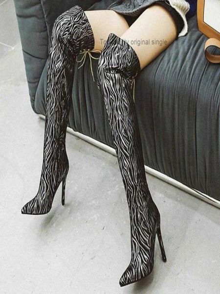 

boots women autumn winter over the knee fashion pointed toe zipper long thin heel thigh black5031120, Black
