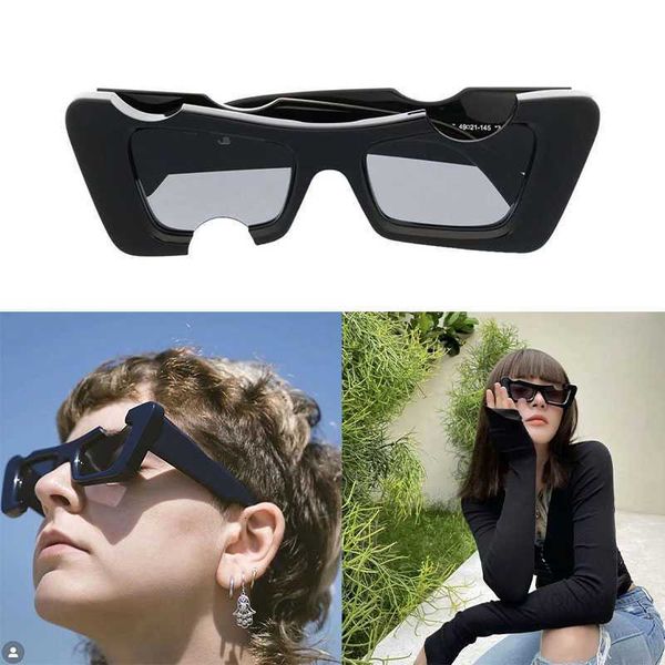 

men women designer sunglasses oeri021 classic black cutout frame fashion off 021 glasses uv400 protective lens sunglassess original box, White;black