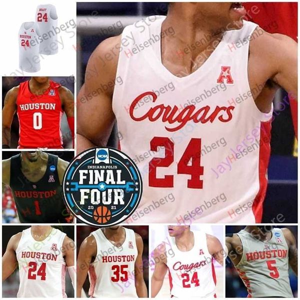 

four wears college 2021 basketball final houston cougars basketball jersey ncaa college caleb mills quentin grimes nate hinton dejon jarreau, Black