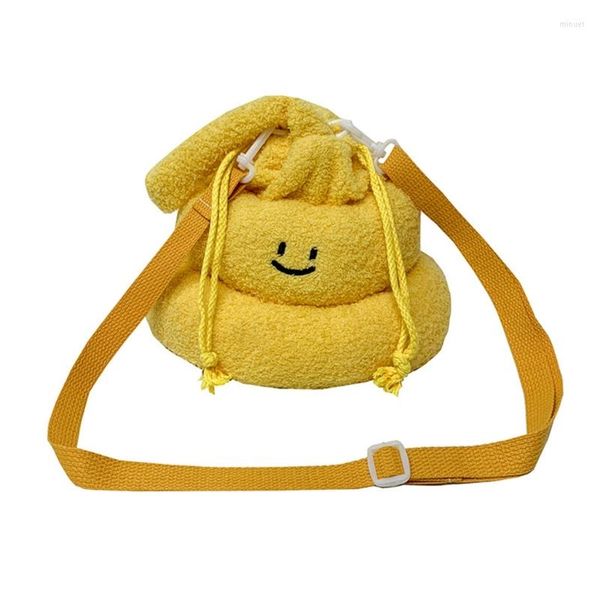 

shoulder bags women poop shape crossbody bag large capacity funny handbag fluffy messenger soft drawstring