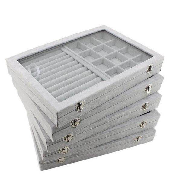 

2018 new 352445cm grey jewelry display box case for rings earrings bracelets necklaces or other ornaments storage organizer6942975, Black