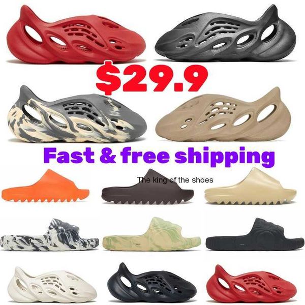 

designer slippers men woman slider foam runner 24 hours shipping vermillion mineral blue onyx pure sandals slide slipper ochre bone resin ru, Black