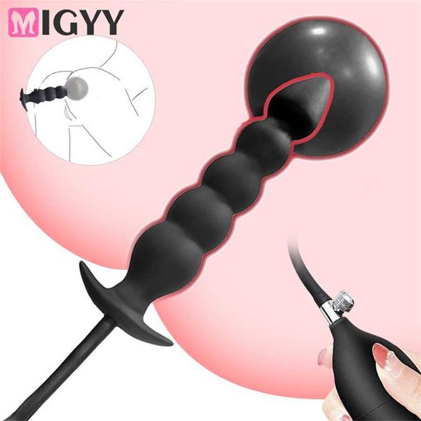 

expansion anus inflatable dildo with beads built-in column huge plug ass dilator anal toy 50% off outlet store