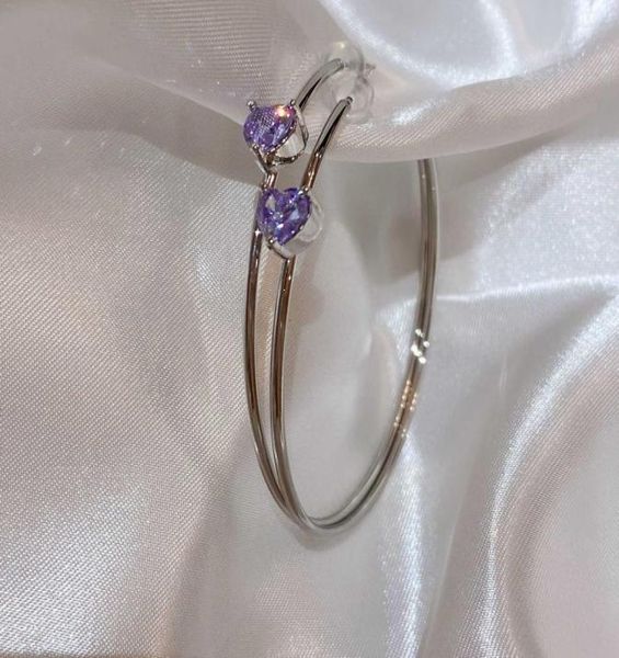 

minority design romantic purple small love circle earrings temperament versatile sweet sen department earrings9324782, Golden;silver