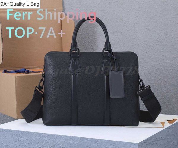 

2023 new 9a bag m59159 briefcase designer men bag original calf-leather black metal tablet computer metallic handbag cross-body shoulderbag