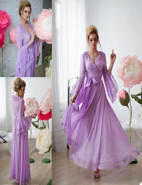 

fashion purple bridal bathrobe lace tiered ruffles long sleeve lingerie nightgown pajamas sleepwear women robes nightwear4279417, White