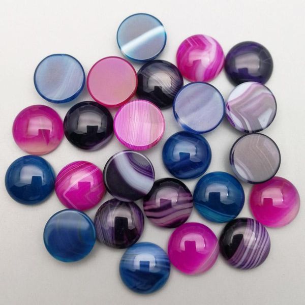 

crystal fashion 16mm mixed round cabochon charm natural striped onyx stone beads 24pcs for jewelry fashion ring accessories no hole