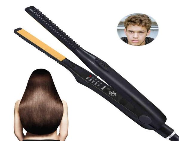 

mini hair straightener curler small flat iron 2 in 1 beard straightening tourmaline ceramic anion straighten hair care style too 25367861, Black