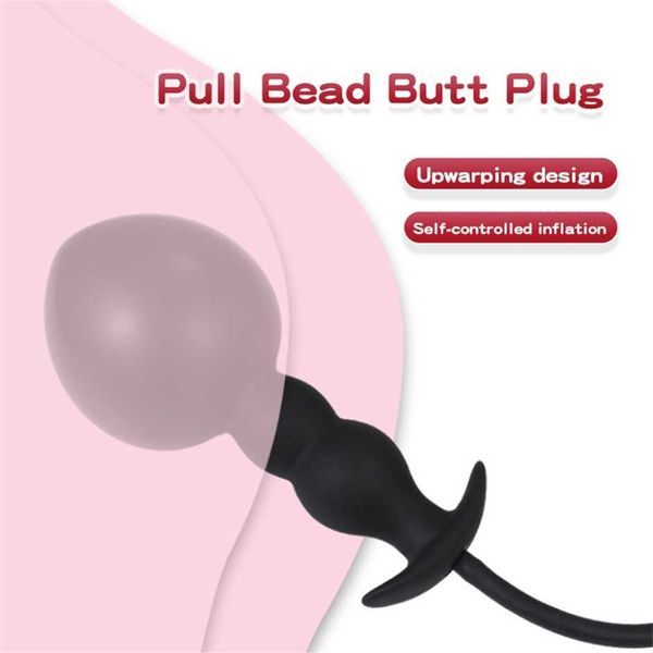 

expansion diameter 14cm inflatable dildo with 5 beads built-in silicone column huge butt plug ass dilator anal toy 70% outlet store sale